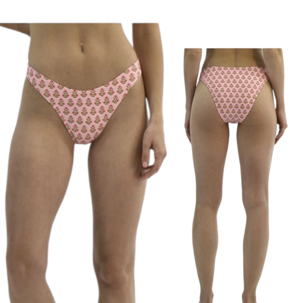 No Boundaries Pink Palms High Cut Bikini Bottoms Med 8/10 Retro‎ 90s Vibes NWT